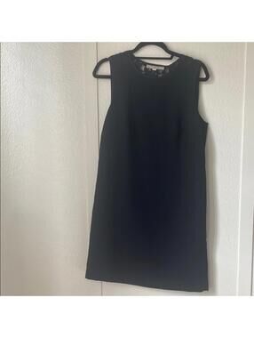LOFT Black Sleeveless Shift Dress Size 6 Mesh Yoke Neckline